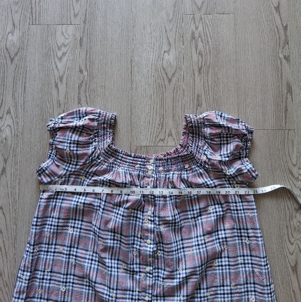 Anthropologie Plus Floral Embroidery Plaid Mini Dress - Picture 12 of 16